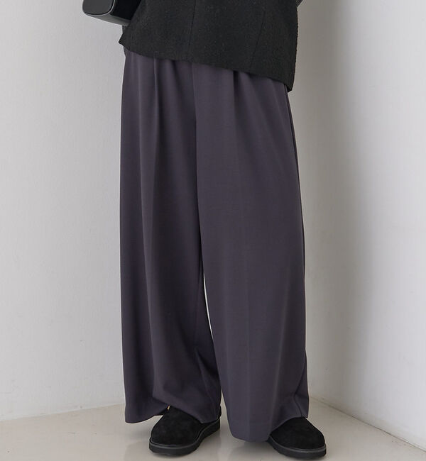 Rouge vif「【人気追加】ストレッチダンボールタックワイドパンツ」|その他|チャコールグレー