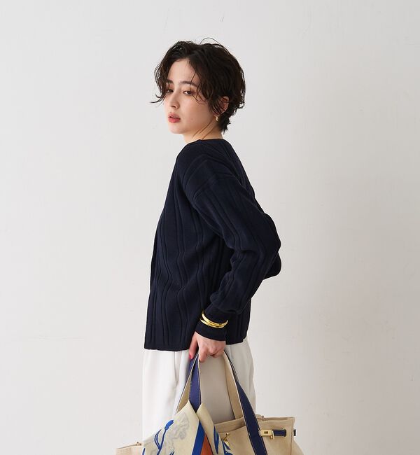 Rouge vif「ストライプ組織2WAYニット /カーディガン」|ニット・セーター|