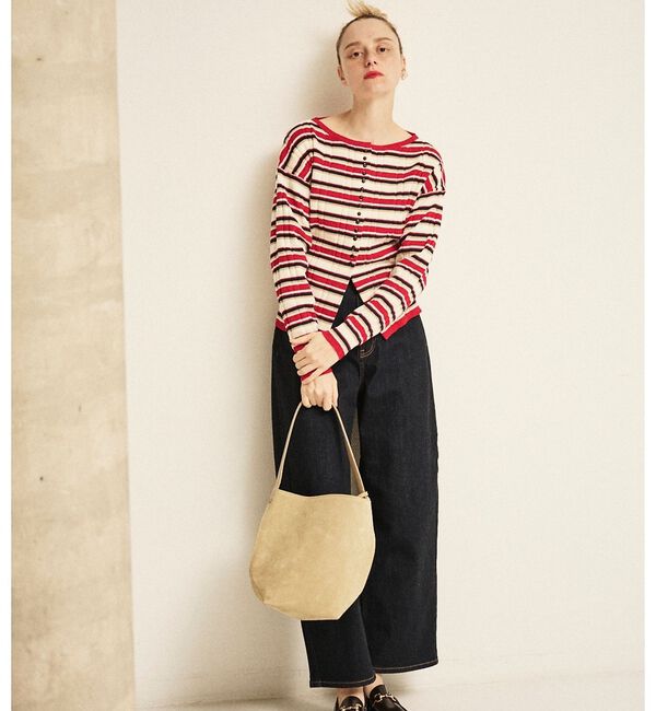 Rouge vif「ストライプ組織2WAYニット /カーディガン」|ニット・セーター|