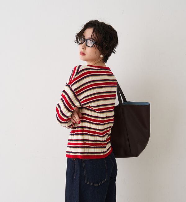 Rouge vif「ストライプ組織2WAYニット /カーディガン」|ニット・セーター|