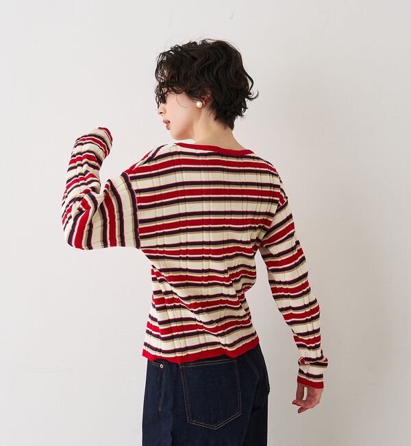 Rouge vif「ストライプ組織2WAYニット /カーディガン」|ニット・セーター|