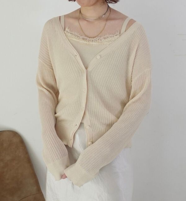 Rouge vif「【一部店舗限定】レースキャミ付きニットアンサンブル/カーディガン【予約】」|カーディガン|