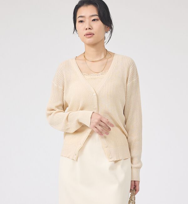 Rouge vif「【一部店舗限定】レースキャミ付きニットアンサンブル/カーディガン【予約】」|カーディガン|