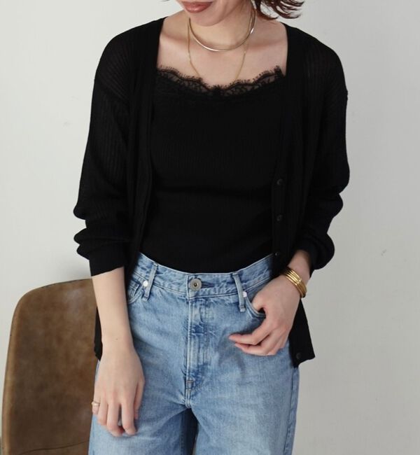 Rouge vif「【一部店舗限定】レースキャミ付きニットアンサンブル/カーディガン【予約】」|カーディガン|