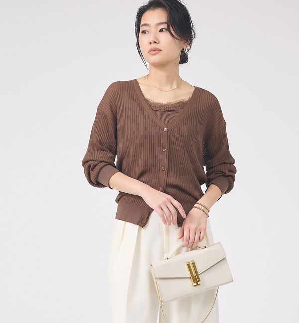 Rouge vif「【一部店舗限定】レースキャミ付きニットアンサンブル/カーディガン【予約】」|カーディガン|