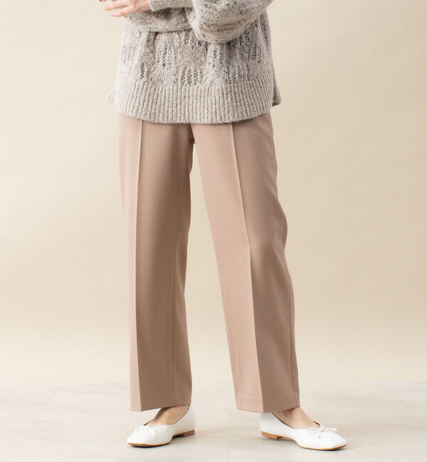 qualite「ブライトサージストレートパンツ(通常丈)」|その他|ベージュ