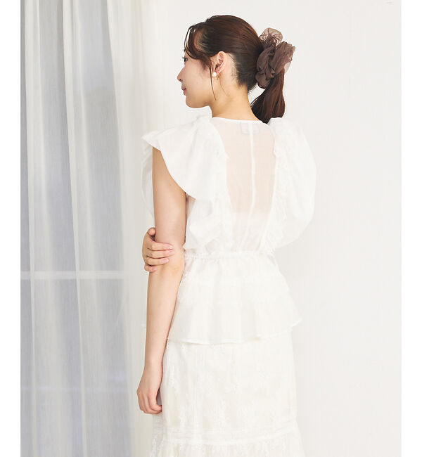 SELFIST「パフショルダーノースリーブフリルブラウス」|シャツ・ブラウス|