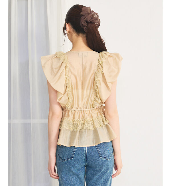 SELFIST「パフショルダーノースリーブフリルブラウス」|シャツ・ブラウス|