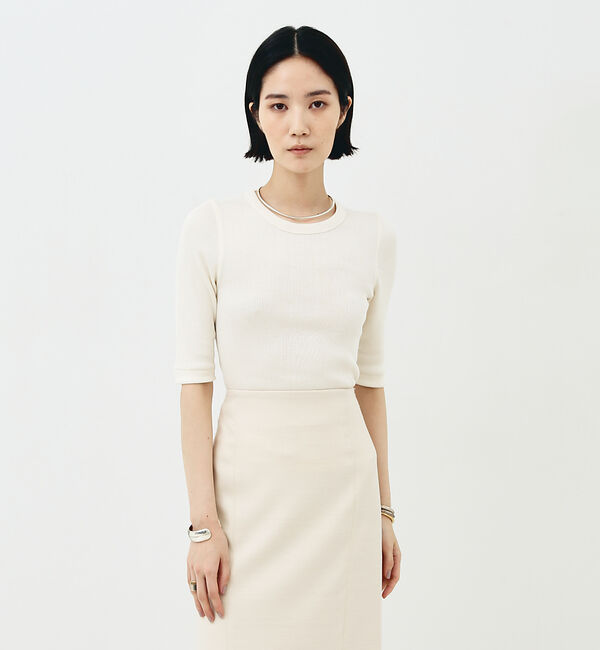 The Store by C' 「【COCUCA】ウォッシャブルシルクリブプルオーバー」|Tシャツ・カットソー|