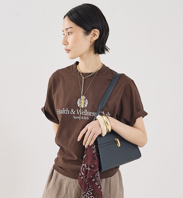 The Store by C' 「【Sporty&Rich】H&W Crest T-Shirt／ロゴTシャツ」|Tシャツ・カットソー|チョコ