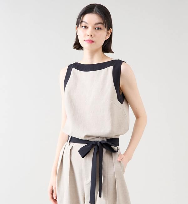 TIARA「バイカラーノースリーブブラウス（セットアップ可）」|シャツ・ブラウス|
