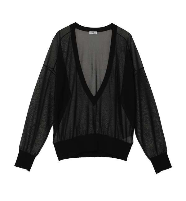 TIARA「Vネックシアーニット」|ニット・セーター|ブラック
