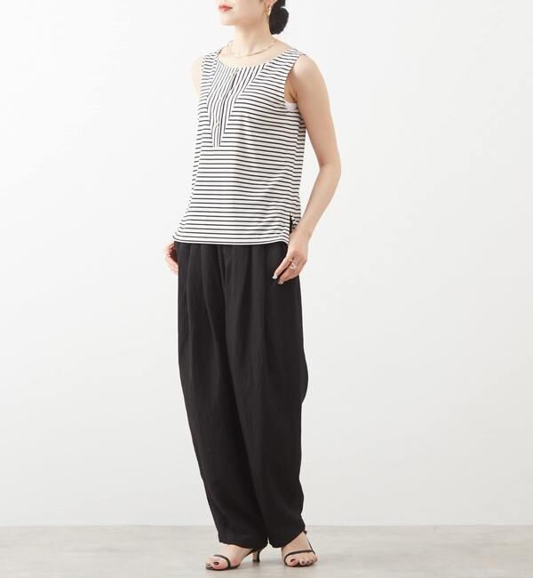 Liesse「ゴールド釦切り替えボーダータンクトップ」|Tシャツ・カットソー|