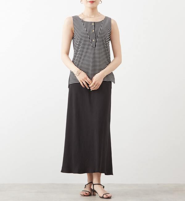 Liesse「ゴールド釦切り替えボーダータンクトップ」|Tシャツ・カットソー|