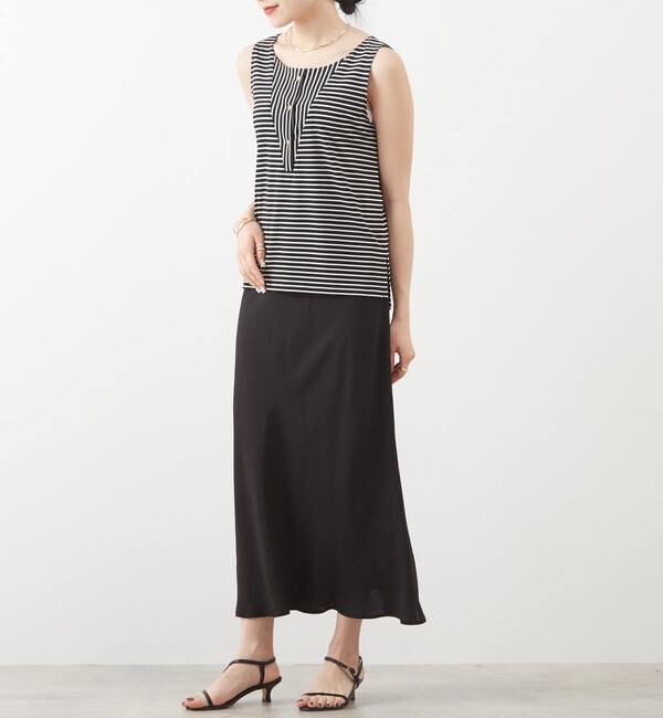 Liesse「ゴールド釦切り替えボーダータンクトップ」|Tシャツ・カットソー|