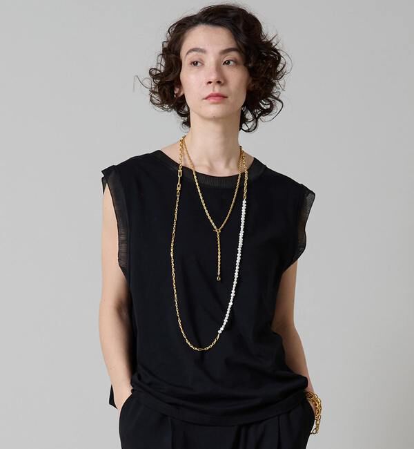 Liesse「ニット&times;カットソーコンビトップス」|ニット・セーター|ブラック