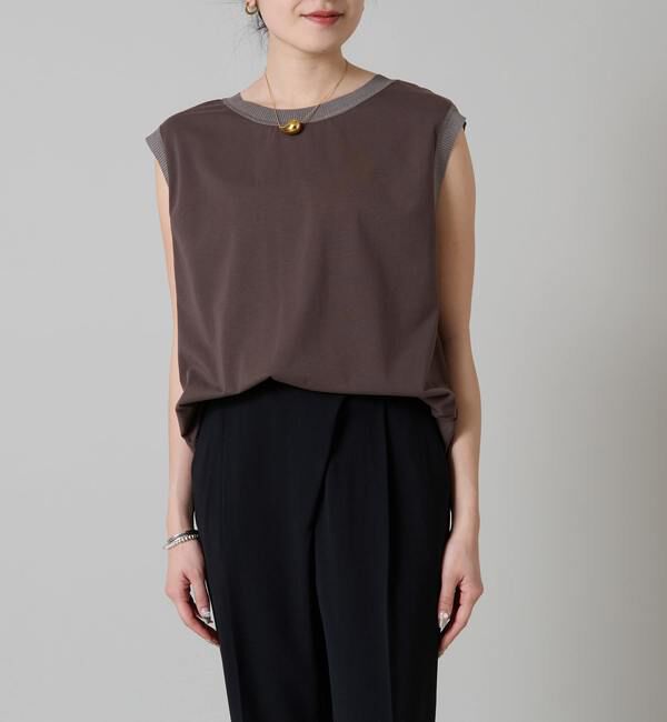 Liesse「ニット&times;カットソーコンビトップス」|ニット・セーター|モカ