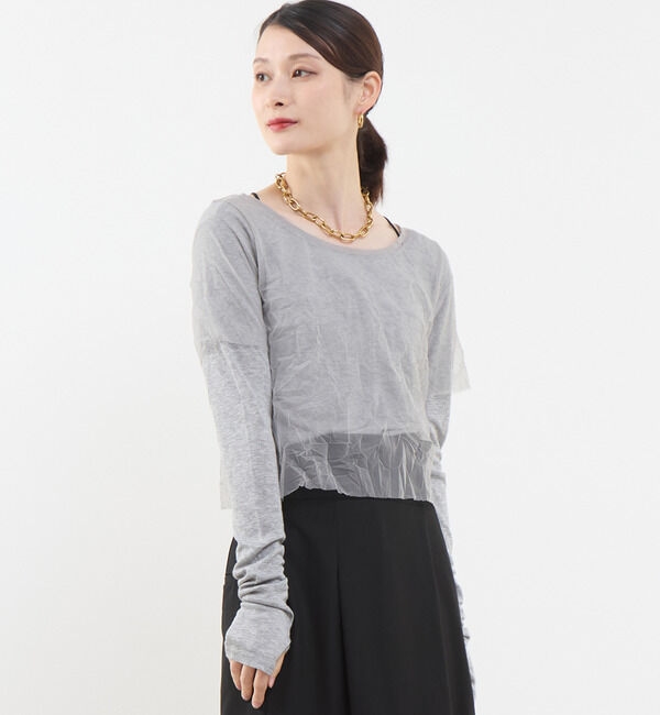 Soffitto「3WAYチュールレイヤードカットソー」|Tシャツ・カットソー|グレー