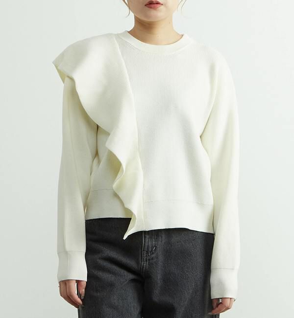 SOFFITTO「フリル付きニット」|ニット・セーター|オフホワイト