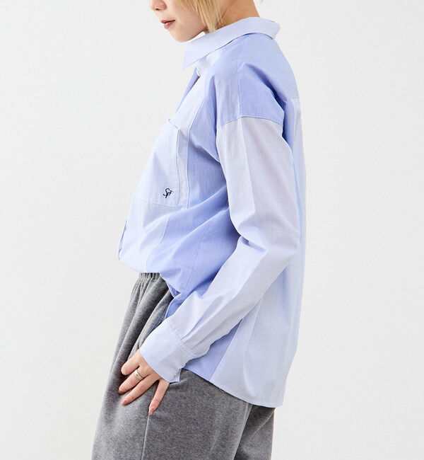 SOFFITTO「コットン先染めストライプMIXシャツ」|シャツ・ブラウス|