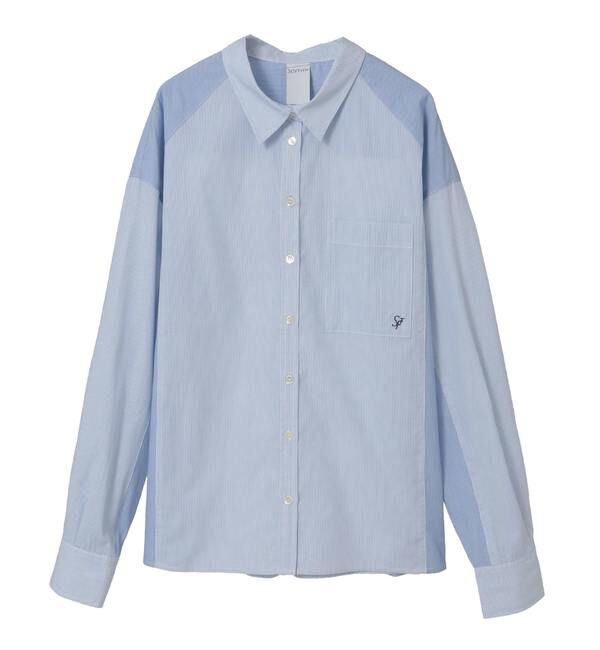 SOFFITTO「コットン先染めストライプMIXシャツ」|シャツ・ブラウス|