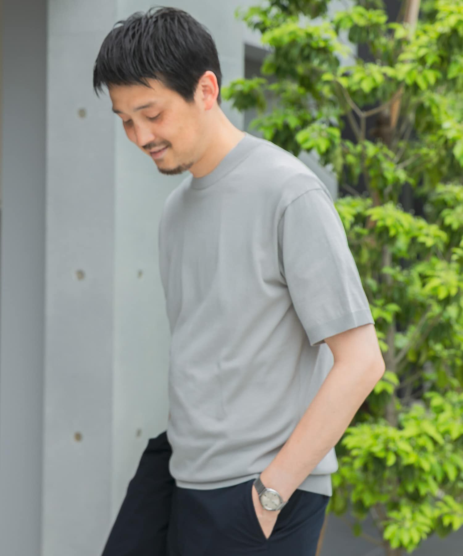 URBAN RESEARCH DOORS「LIFE STYLE TAILOR　ハイゲージクルーネック半袖ニット」|シャツ・ブラウス|