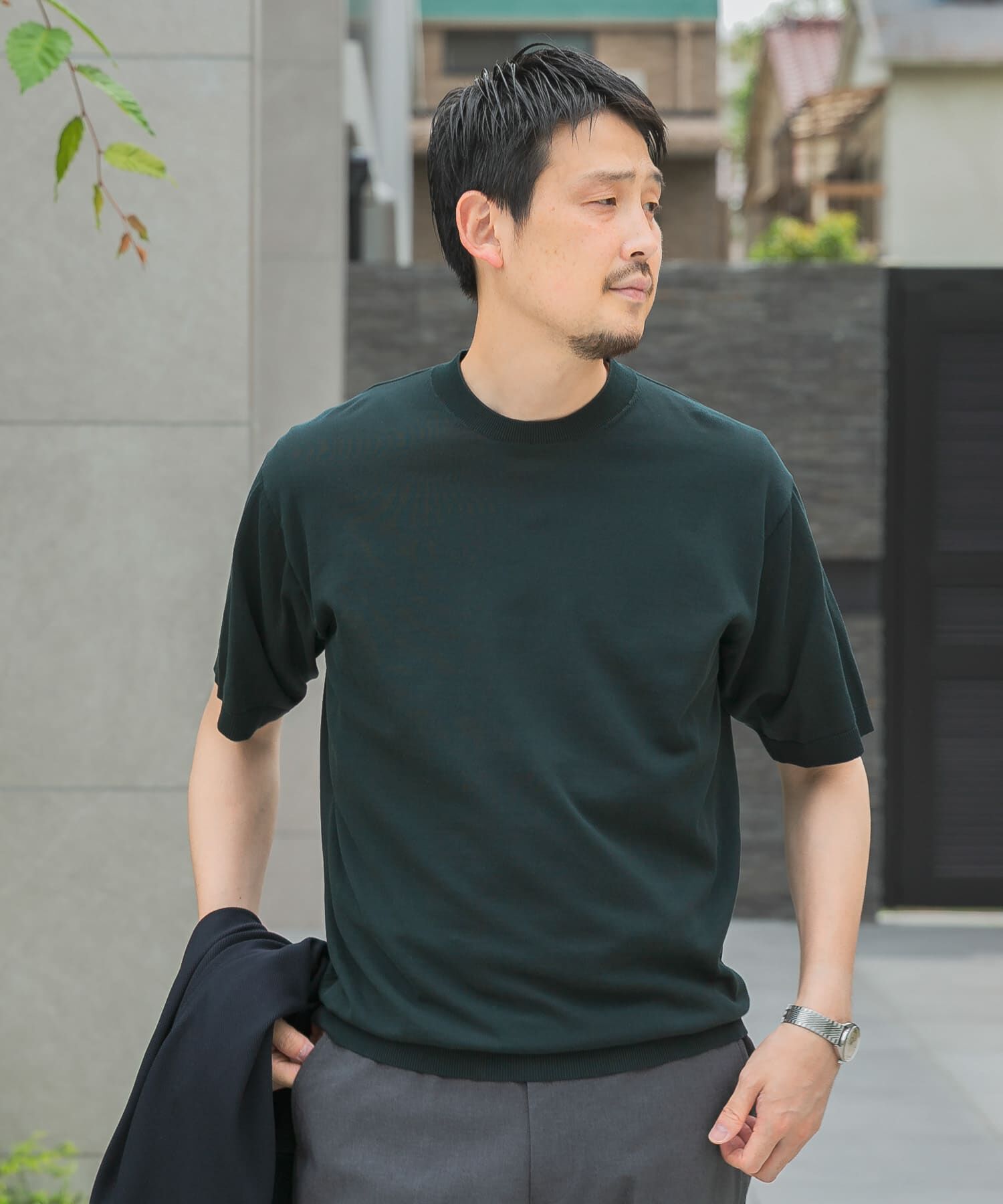 URBAN RESEARCH DOORS「LIFE STYLE TAILOR　ハイゲージクルーネック半袖ニット」|シャツ・ブラウス|