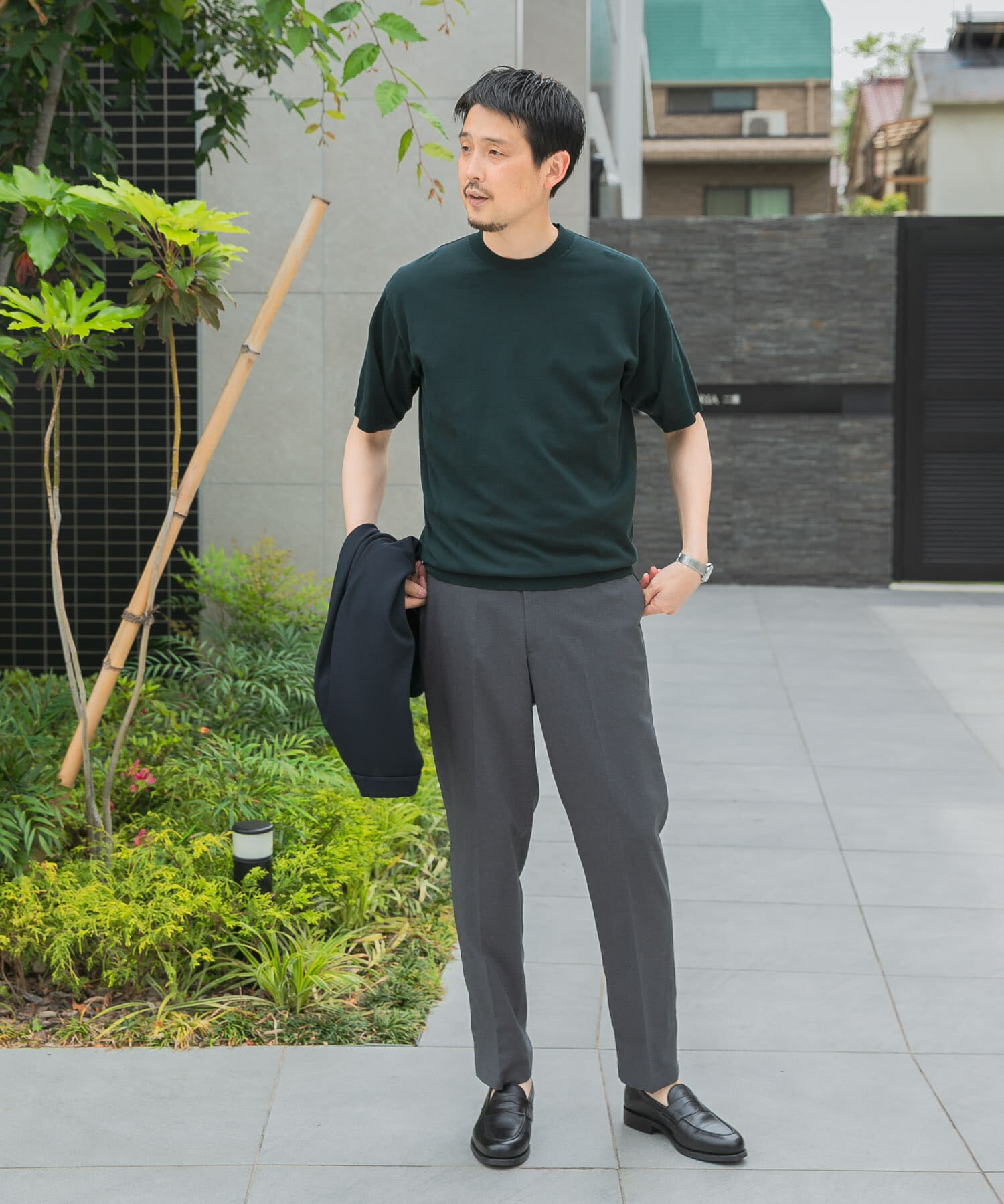 URBAN RESEARCH DOORS「LIFE STYLE TAILOR　ハイゲージクルーネック半袖ニット」|シャツ・ブラウス|