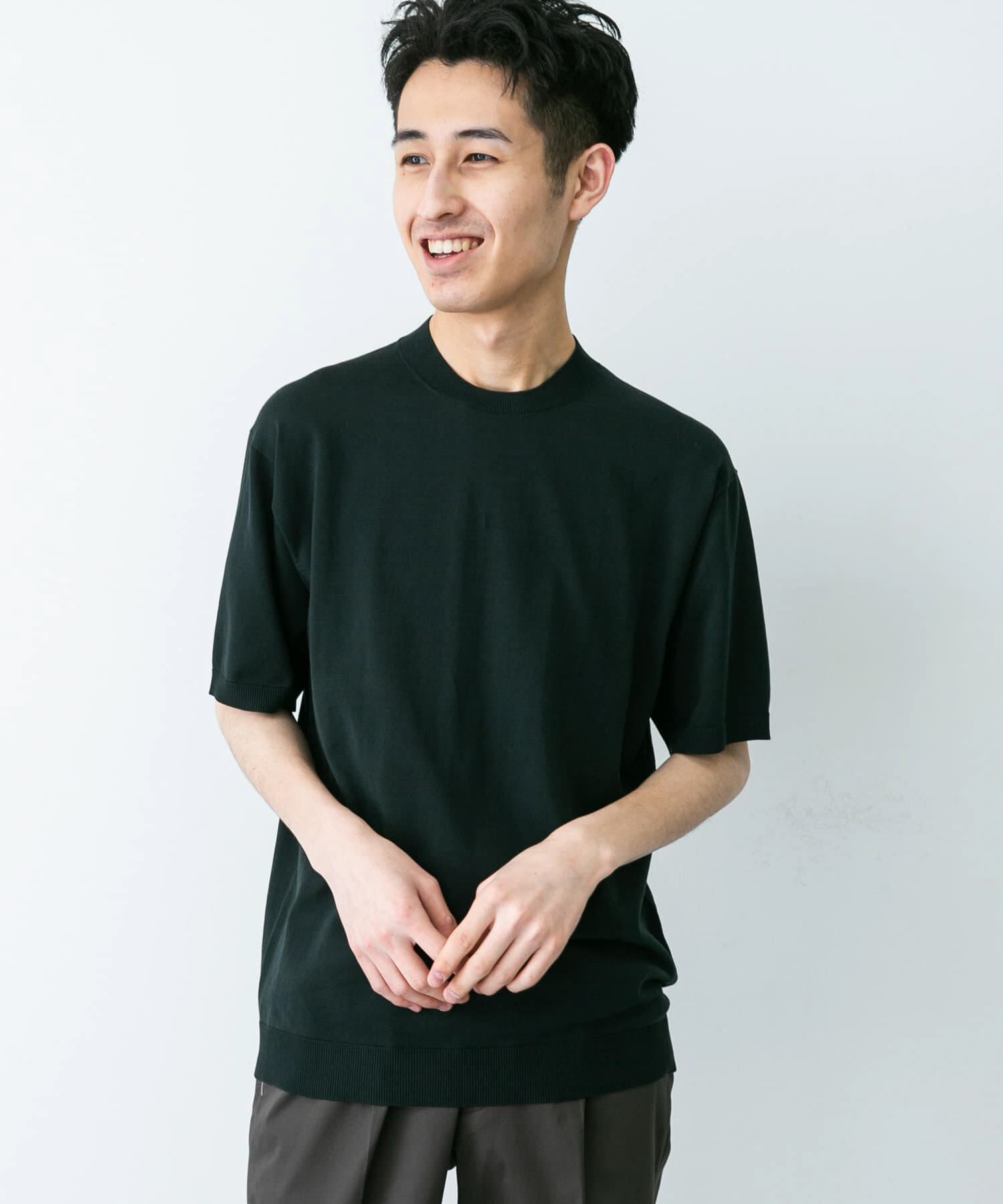 URBAN RESEARCH DOORS「LIFE STYLE TAILOR　ハイゲージクルーネック半袖ニット」|シャツ・ブラウス|