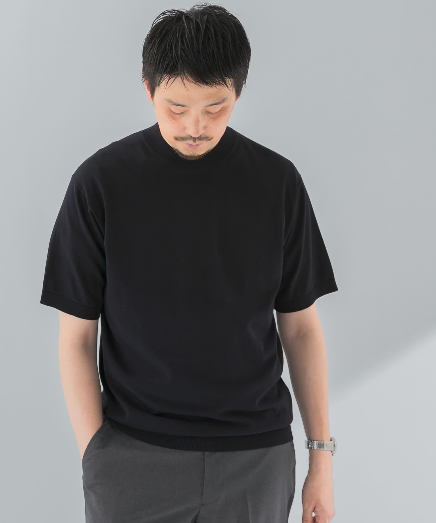 URBAN RESEARCH DOORS「LIFE STYLE TAILOR　ハイゲージクルーネック半袖ニット」|シャツ・ブラウス|