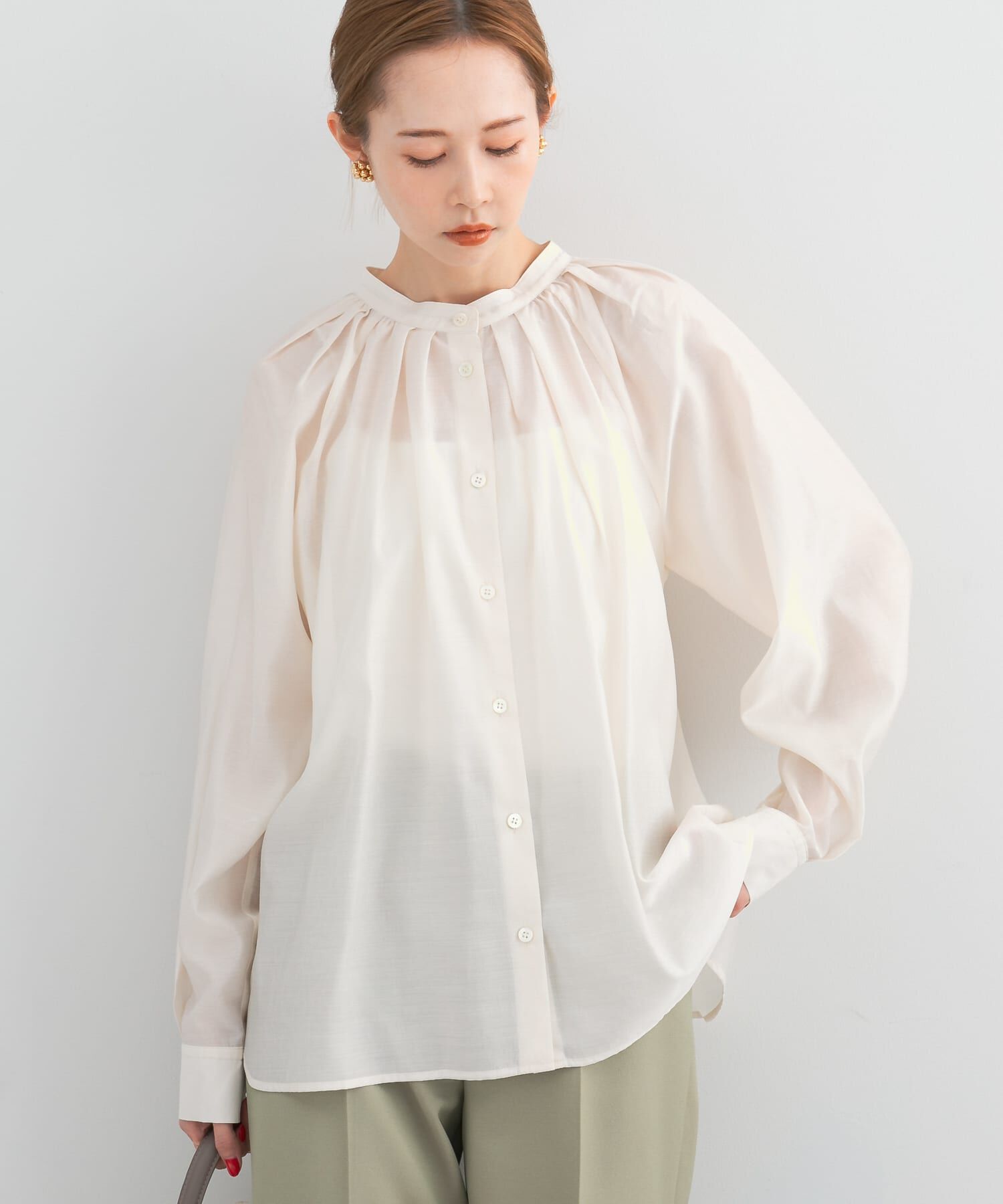 URBAN RESEARCH ROSSO「ランダムタックセミシアーブラウス」|シャツ・ブラウス|