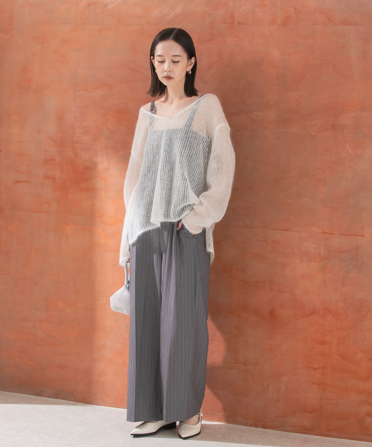 URBAN RESEARCH ROSSO「シアーモヘアVネックプルオーバー」|ニット・セーター|