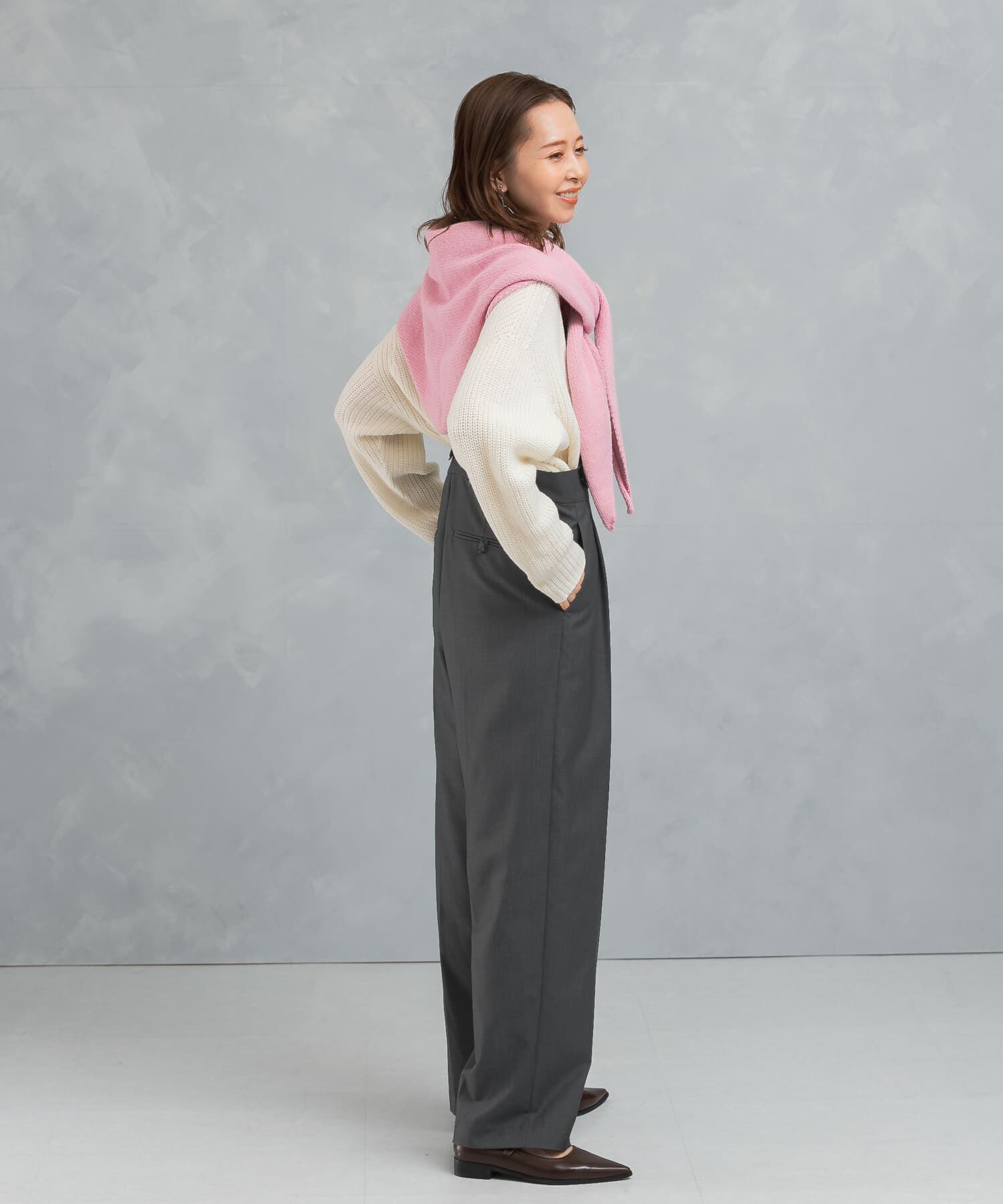 URBAN RESEARCH ROSSO「ボートネックバックスリット畦ニット」|ニット・セーター|