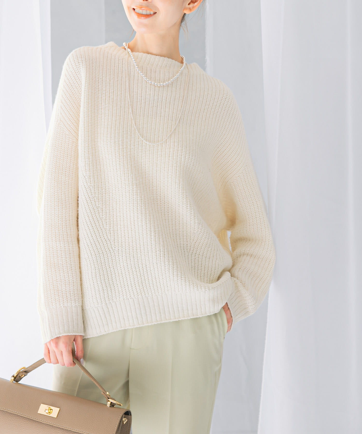 URBAN RESEARCH ROSSO「ボートネックバックスリット畦ニット」|ニット・セーター|