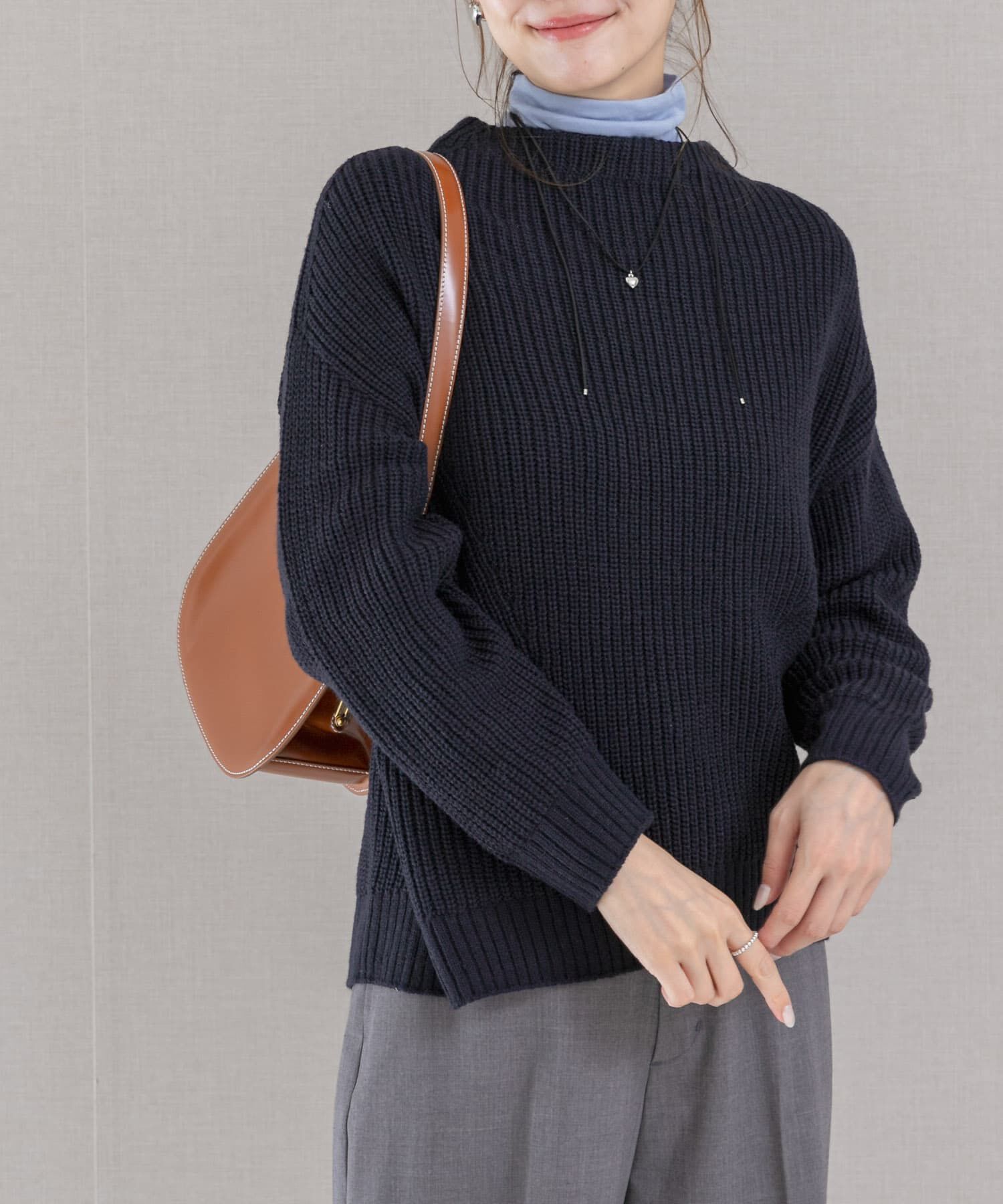 URBAN RESEARCH ROSSO「ボートネックバックスリット畦ニット」|ニット・セーター|