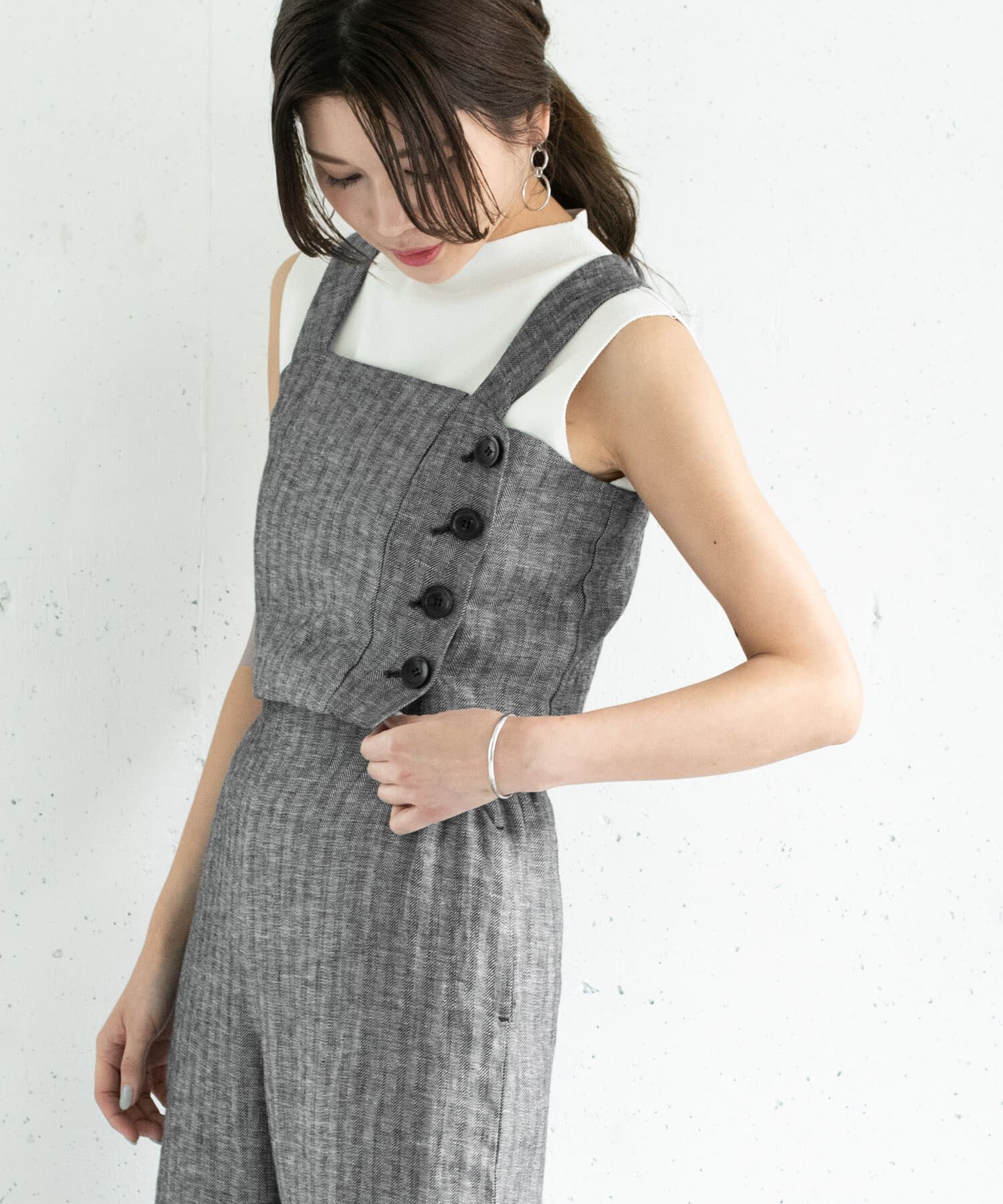 URBAN RESEARCH ROSSO「ミックスヘリンボーンビスチェ&there4;」|その他|ブラック