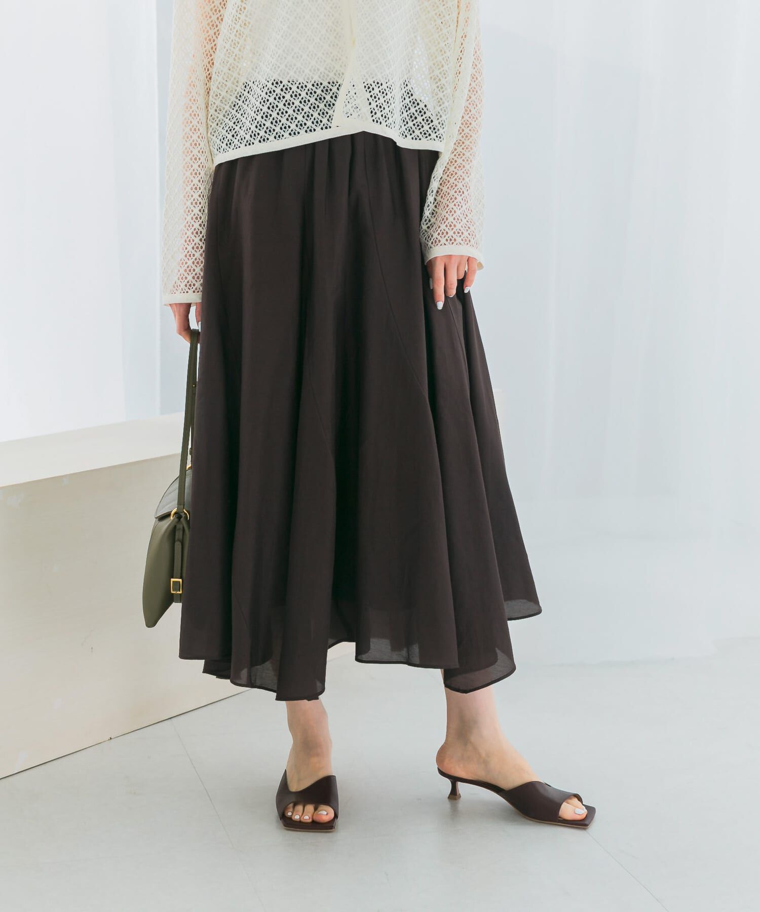 URBAN RESEARCH ROSSO「コットンシルクヘムデザインギャザースカート」|スカート|