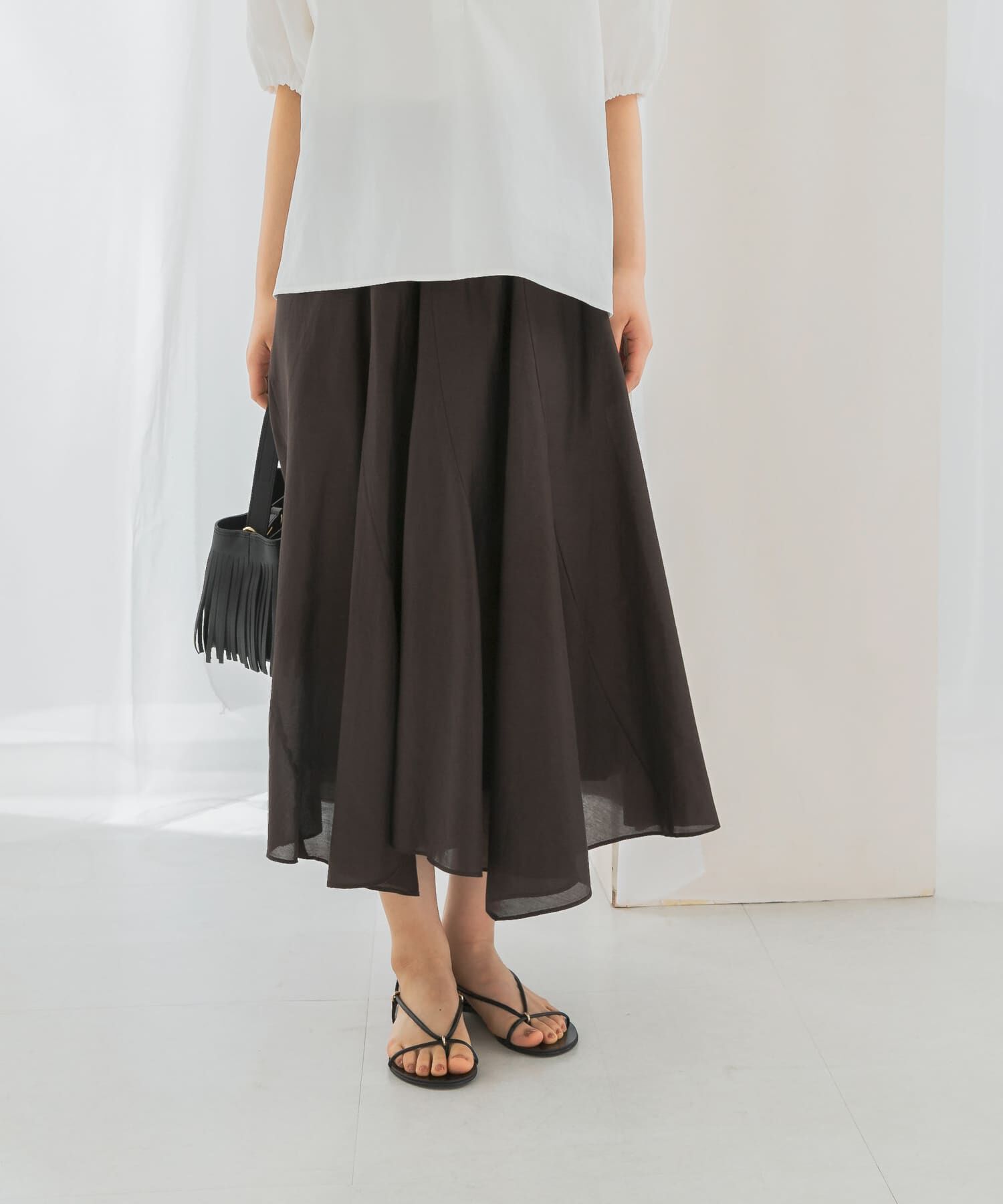 URBAN RESEARCH ROSSO「コットンシルクヘムデザインギャザースカート」|スカート|