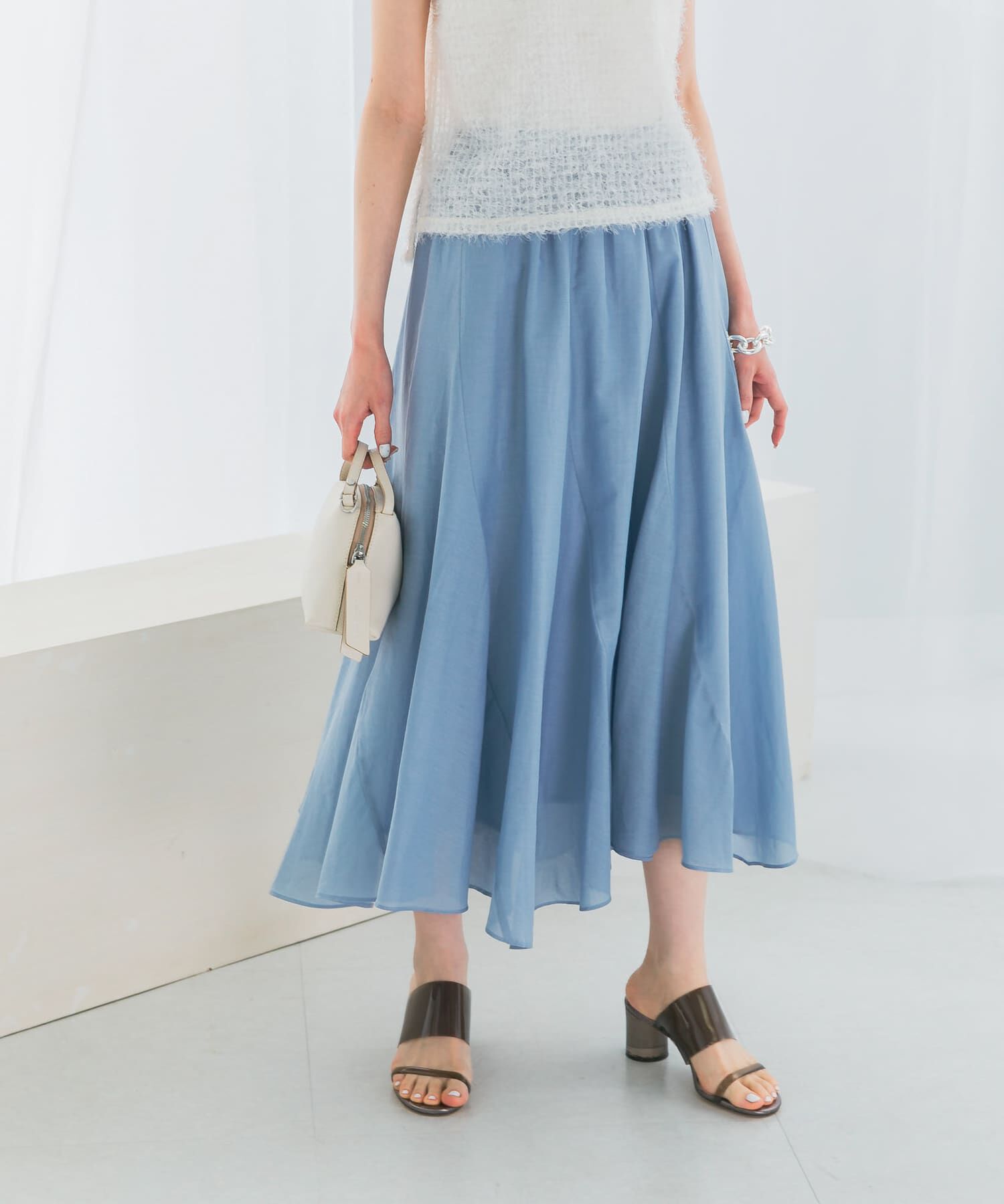 URBAN RESEARCH ROSSO「コットンシルクヘムデザインギャザースカート」|スカート|