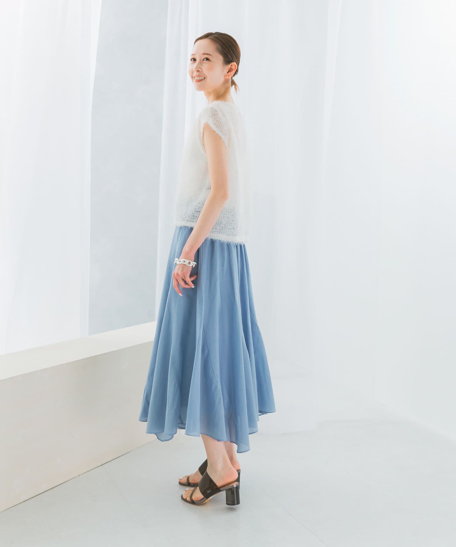 URBAN RESEARCH ROSSO「コットンシルクヘムデザインギャザースカート」|スカート|