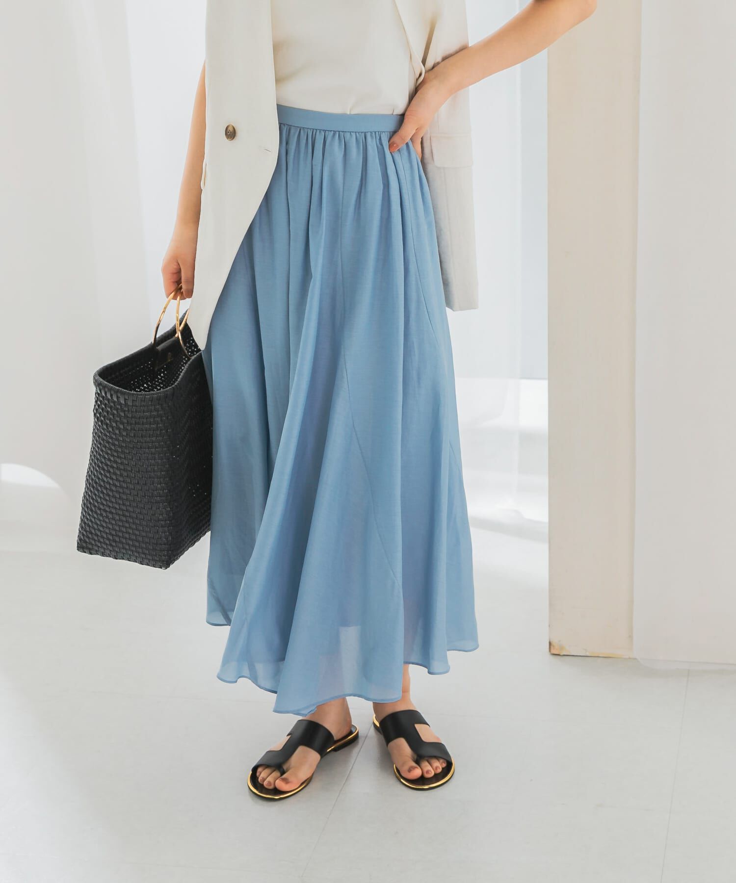 URBAN RESEARCH ROSSO「コットンシルクヘムデザインギャザースカート」|スカート|