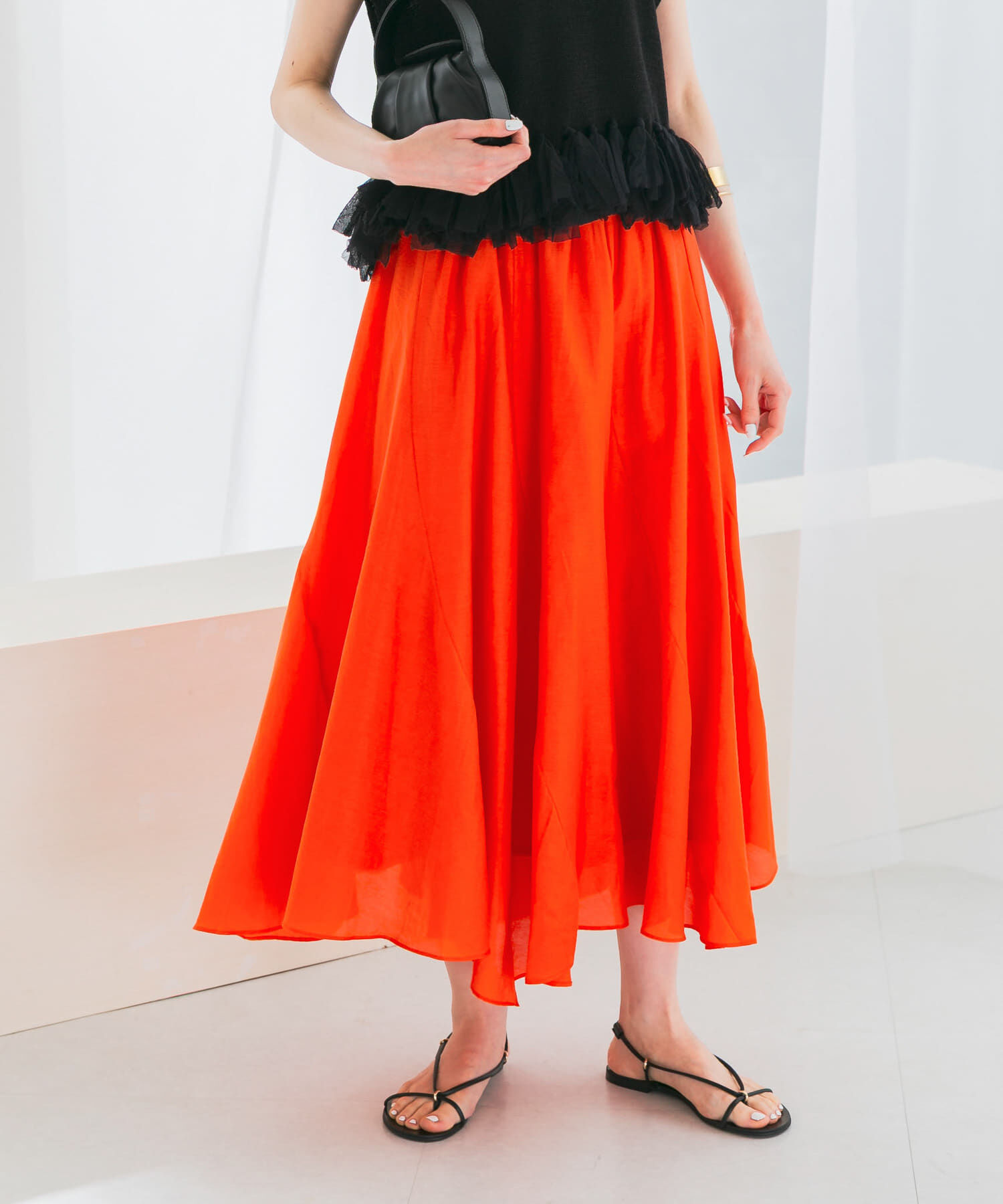 URBAN RESEARCH ROSSO「コットンシルクヘムデザインギャザースカート」|スカート|