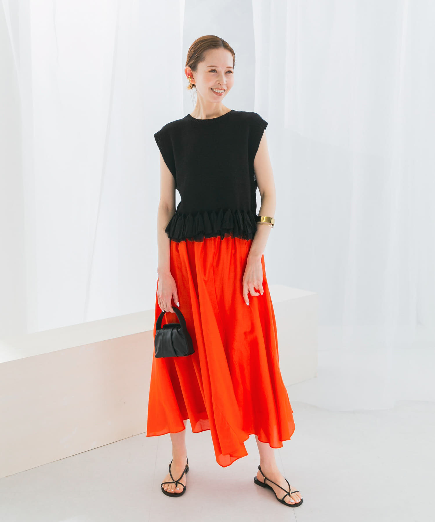 URBAN RESEARCH ROSSO「コットンシルクヘムデザインギャザースカート」|スカート|