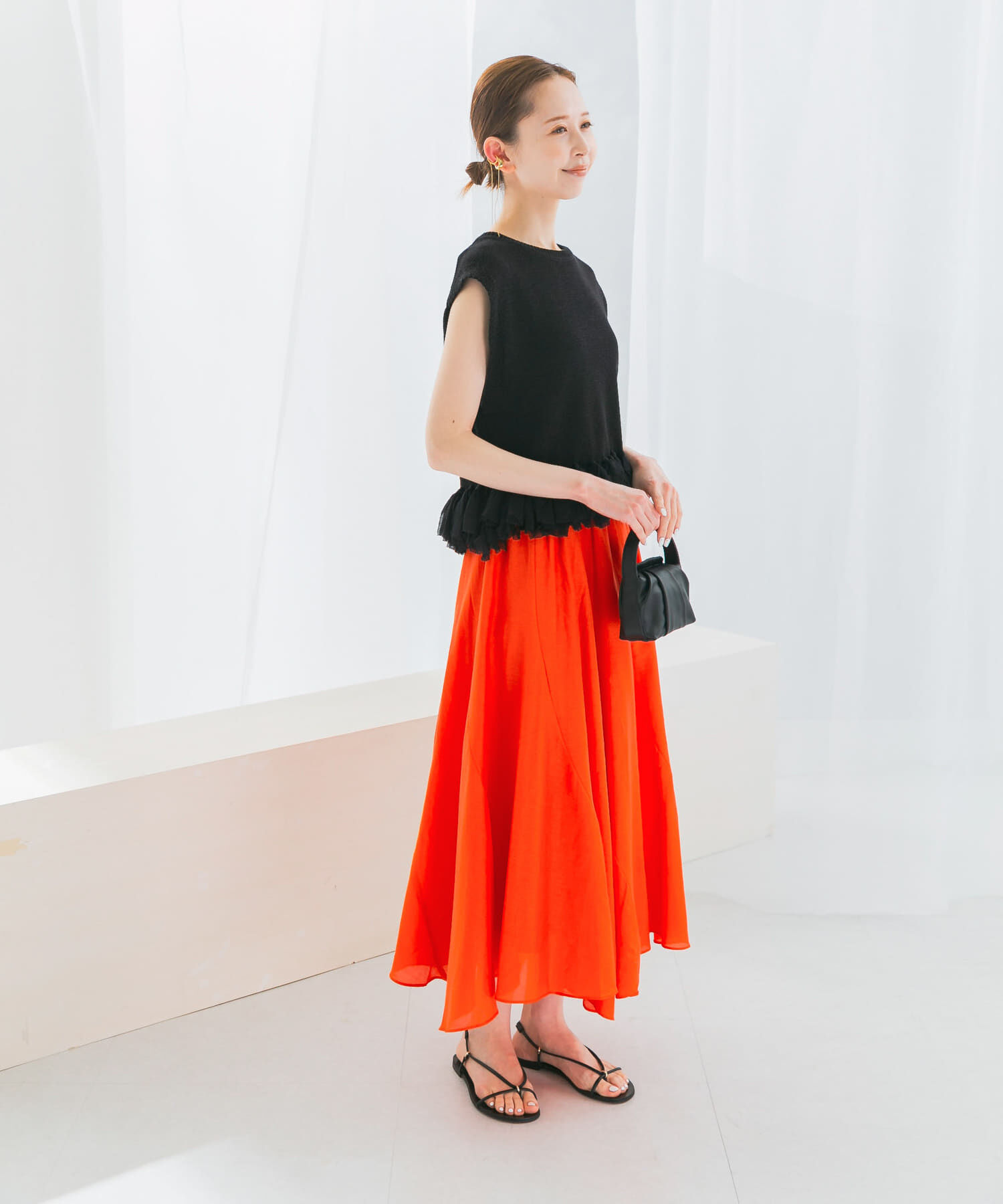 URBAN RESEARCH ROSSO「コットンシルクヘムデザインギャザースカート」|スカート|