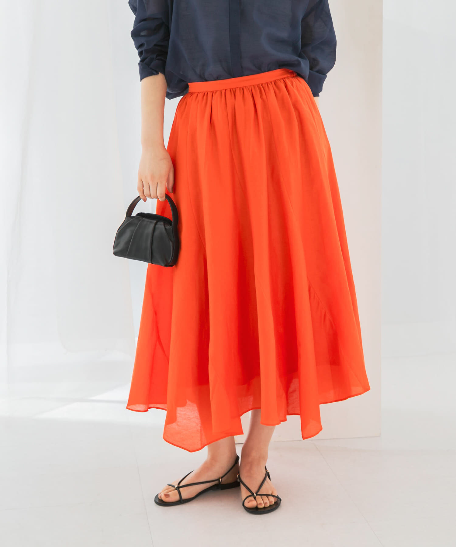 URBAN RESEARCH ROSSO「コットンシルクヘムデザインギャザースカート」|スカート|