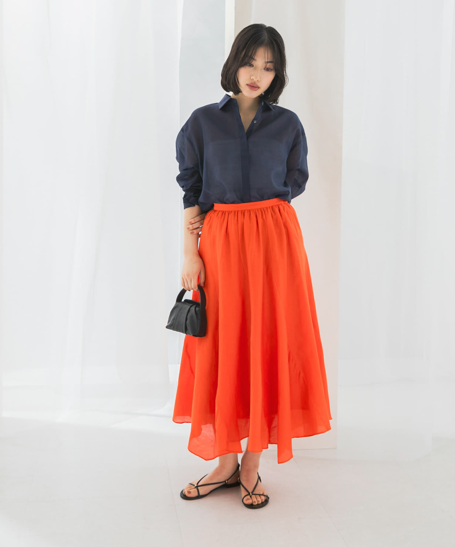 URBAN RESEARCH ROSSO「コットンシルクヘムデザインギャザースカート」|スカート|