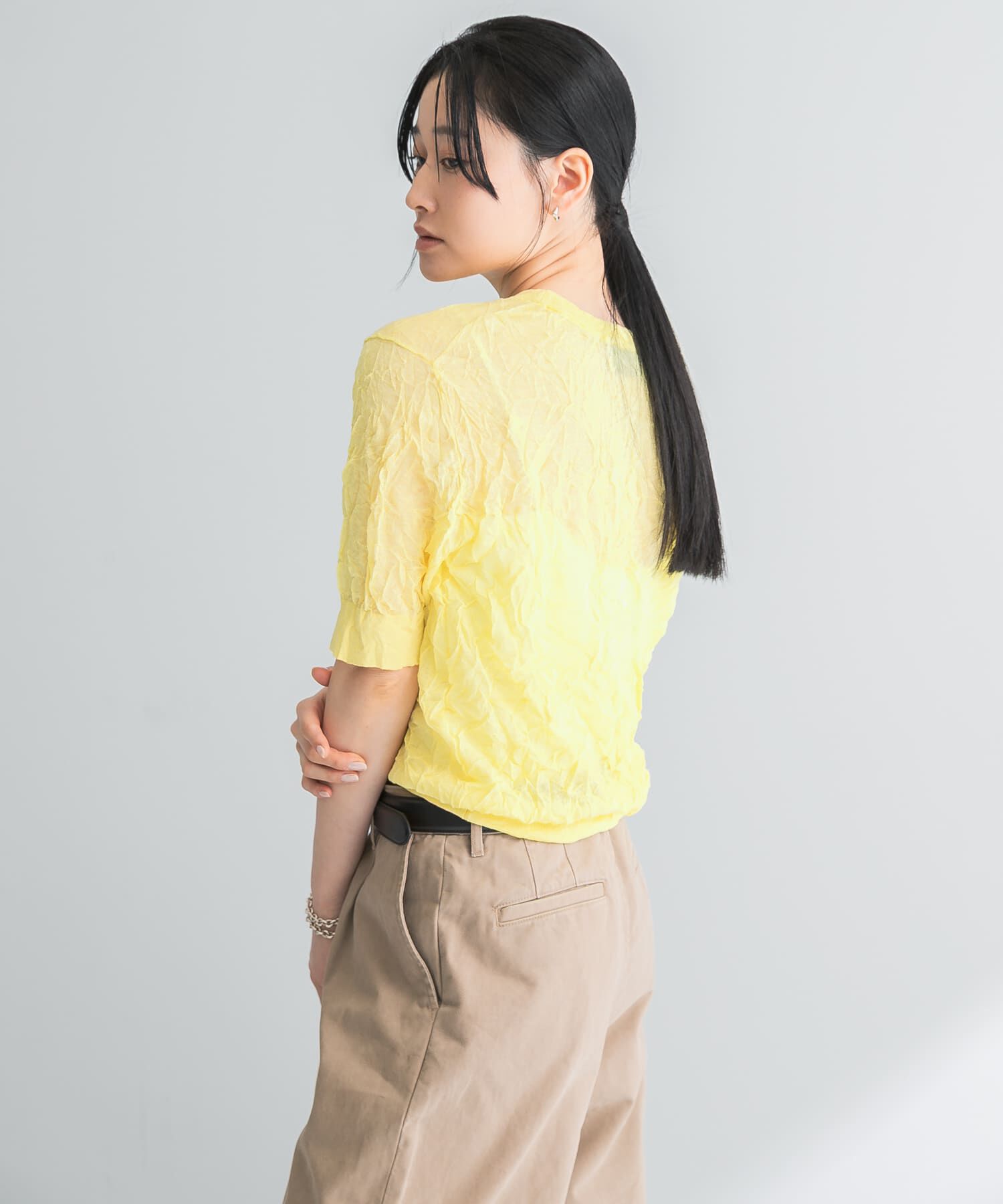 URBAN RESEARCH「new basic　リネン混ワッシャーハーフスリーブニット」|ニット・セーター|