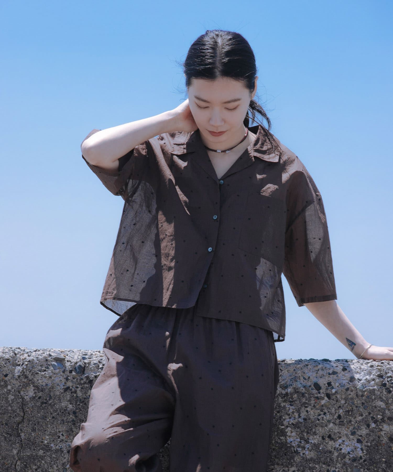 URBAN RESEARCH「new basic　オーガンジードットオープンカラーシャツ」|シャツ・ブラウス|