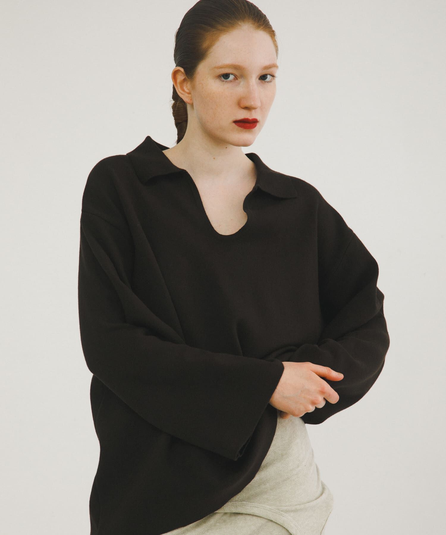 LAATO「sweat style polo knit」|ニット・セーター|ブラウン