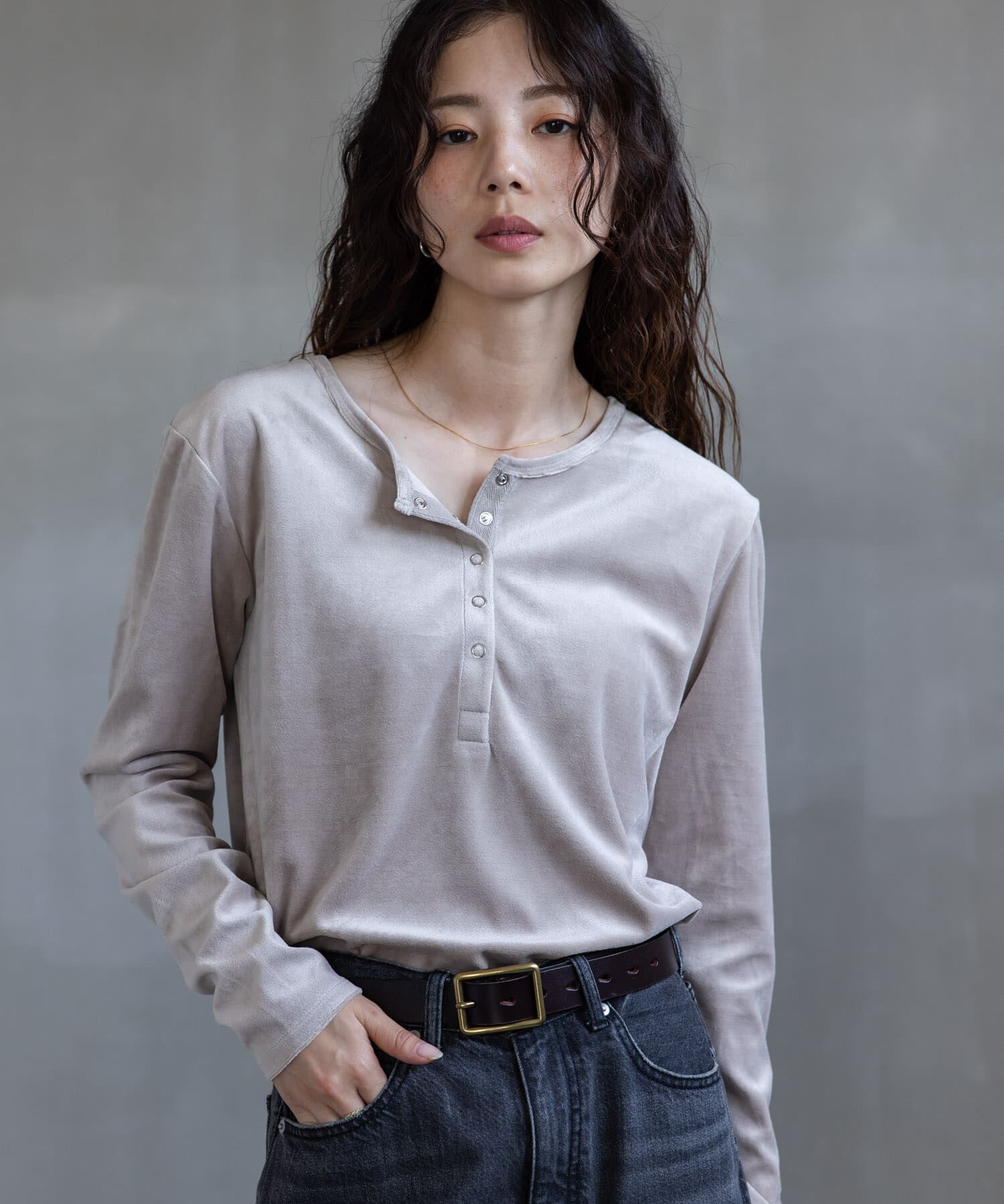 Sonny Label 「『UR TECH』ベロアヘンリーネックプルオーバー」|Tシャツ・カットソー|